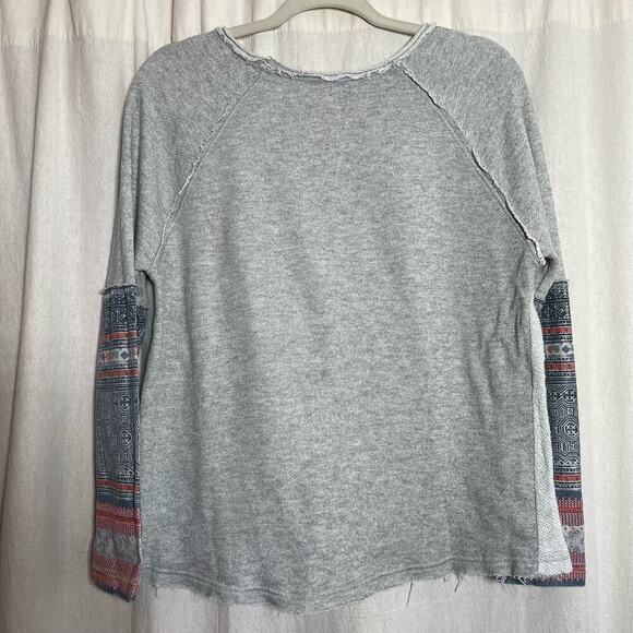Free People Women's Sweater Distressed Western Aztec Print Pullover Sz Small - Picture 3 of 8